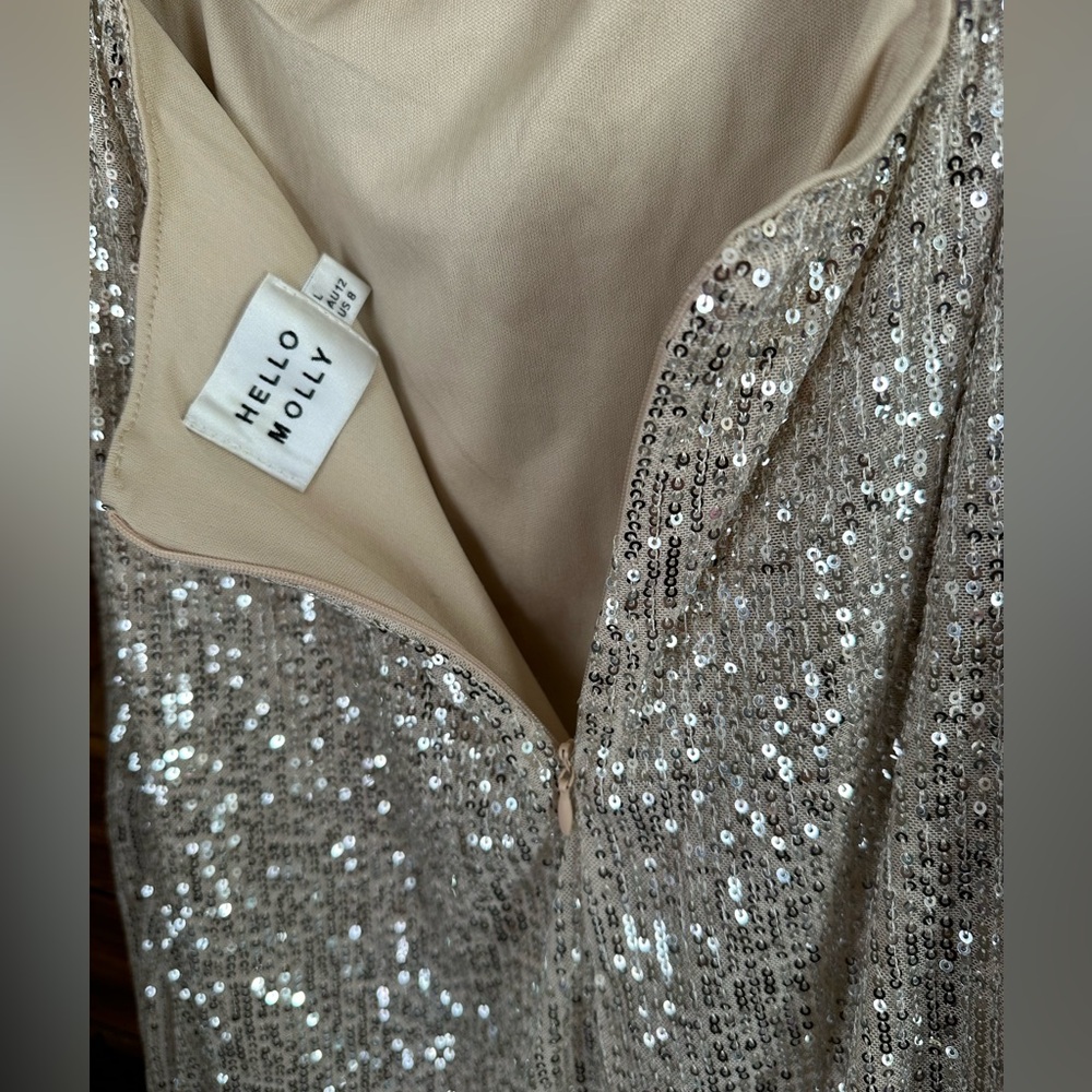 Hello Molly Strapless Silver Sequin Bodycon Mini Dress Women's 8 AU 12 Large - Picture 4 of 11